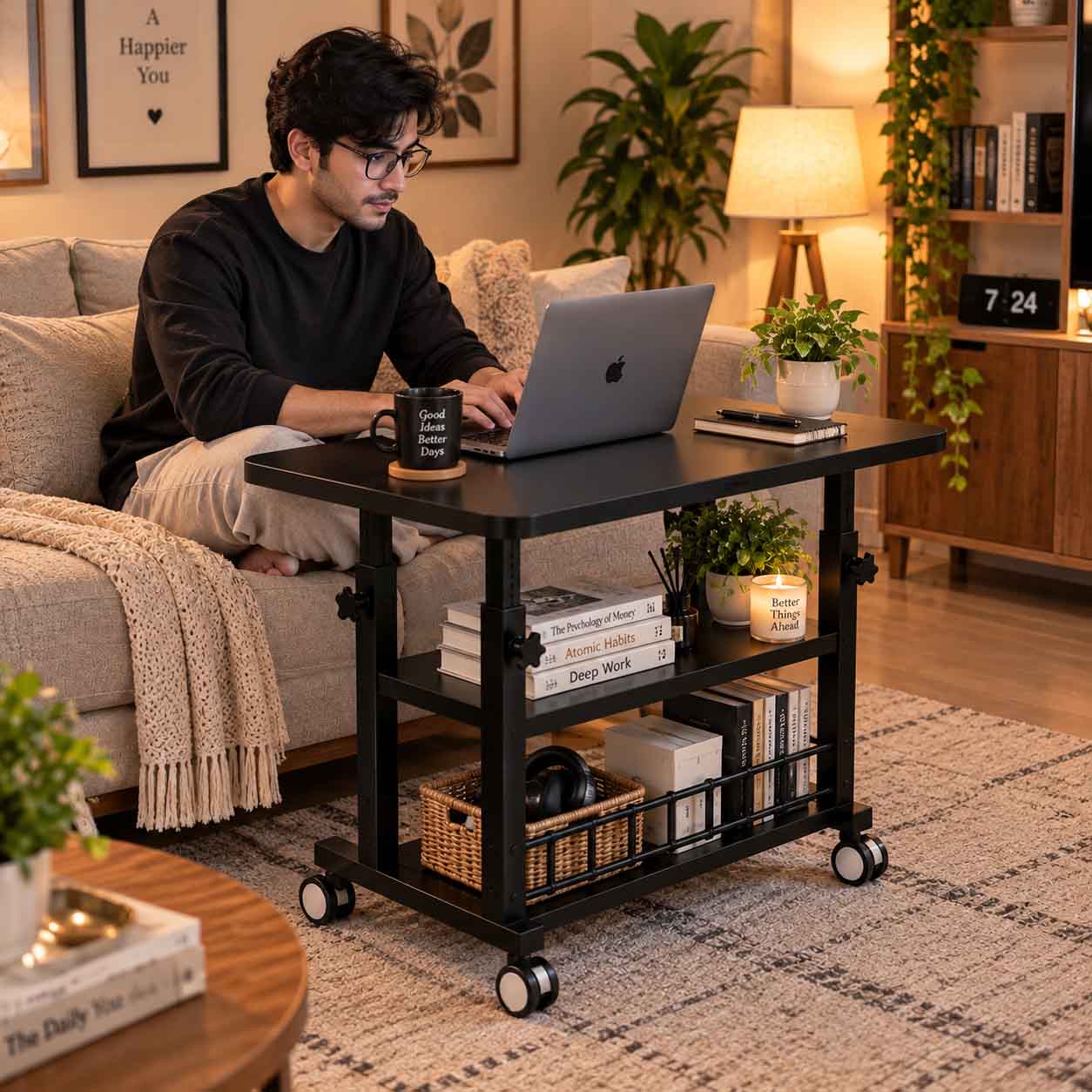 Premium 26 × 18 Inch Tripple Layer Table - Black